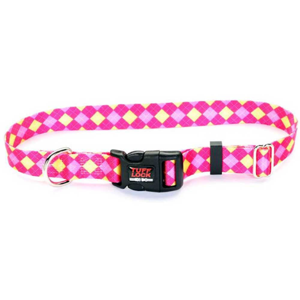Tuff Lock Collar Argyle Pink - Large