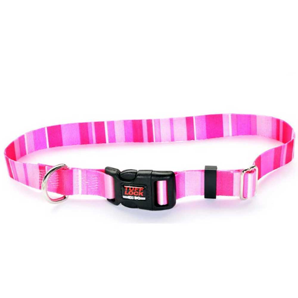 Tuff Lock Collar Stripeez Pink - Medium