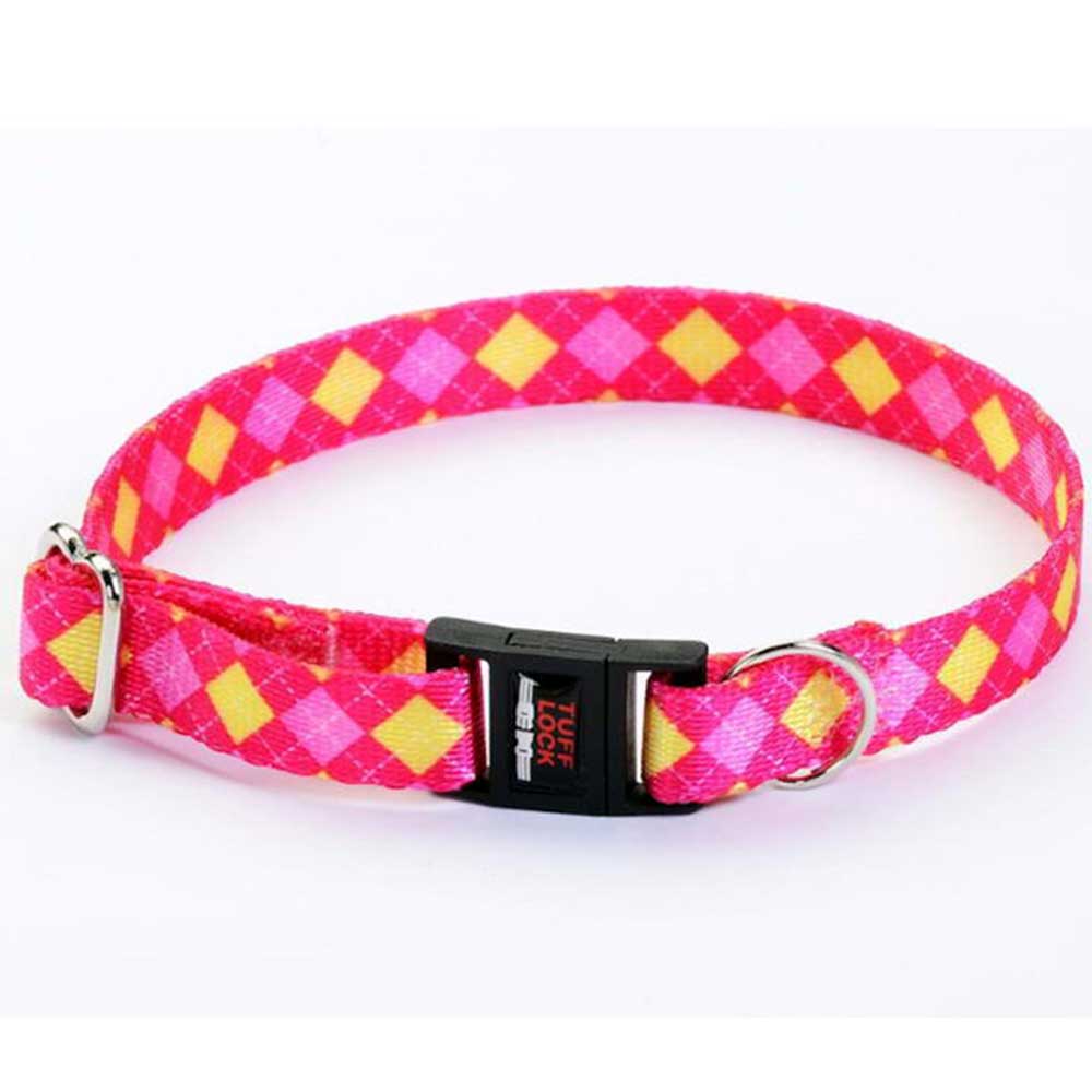 Tuff Lock Cat Collar - Argyle Pink