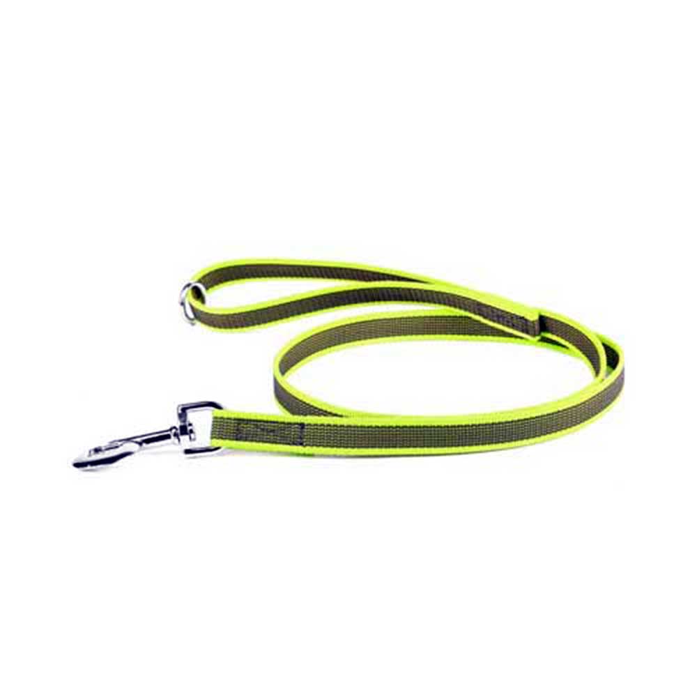 J-K9 C&G Leash Neon-Grey W(0.7"/20mm)xL (4ft/1.2 m)w/Handle&O-ring, 110lb/50 kg