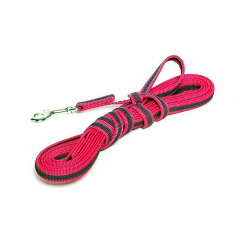 J-K9 C&G Leash Pink-Grey W(1/2"/14mm)xL (33ft / 10 m)w/Handle,Max 66lb/30 kg