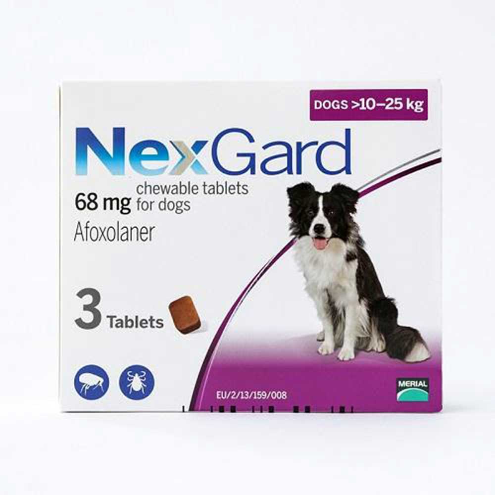 NexGard Chews For Medium Dogs 10-25 kg (24.1-60 lbs) 3 Pack