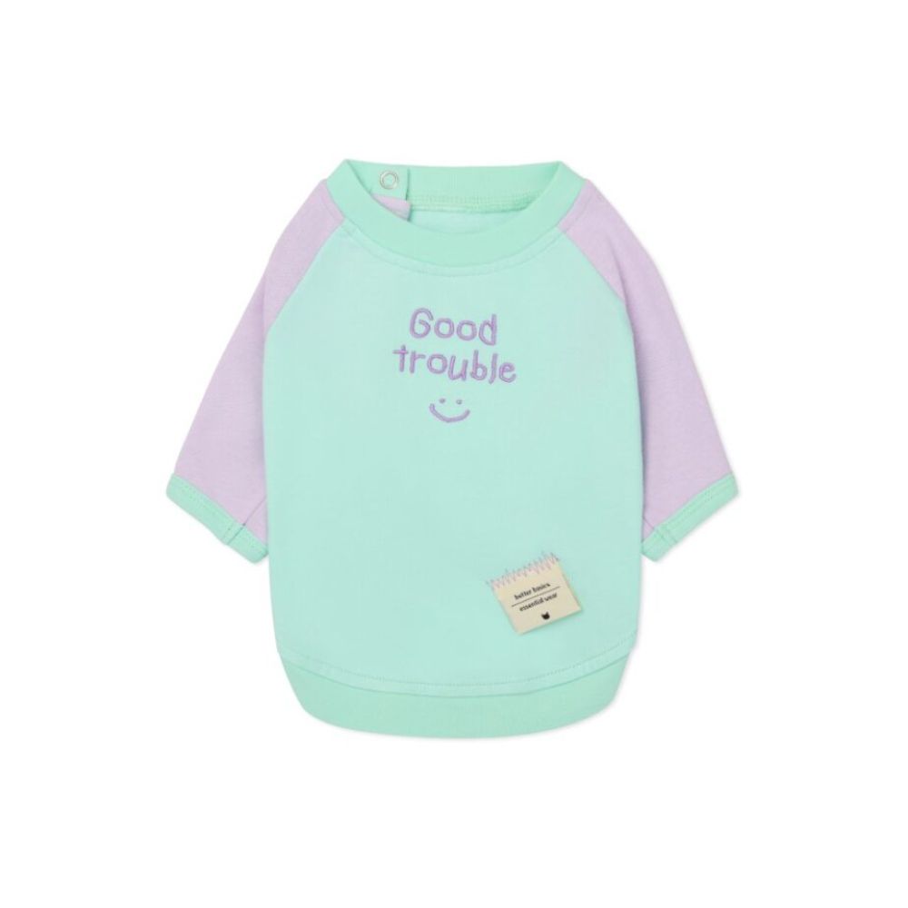 Ohpopdog Dog Raglan Good Trouble Blue