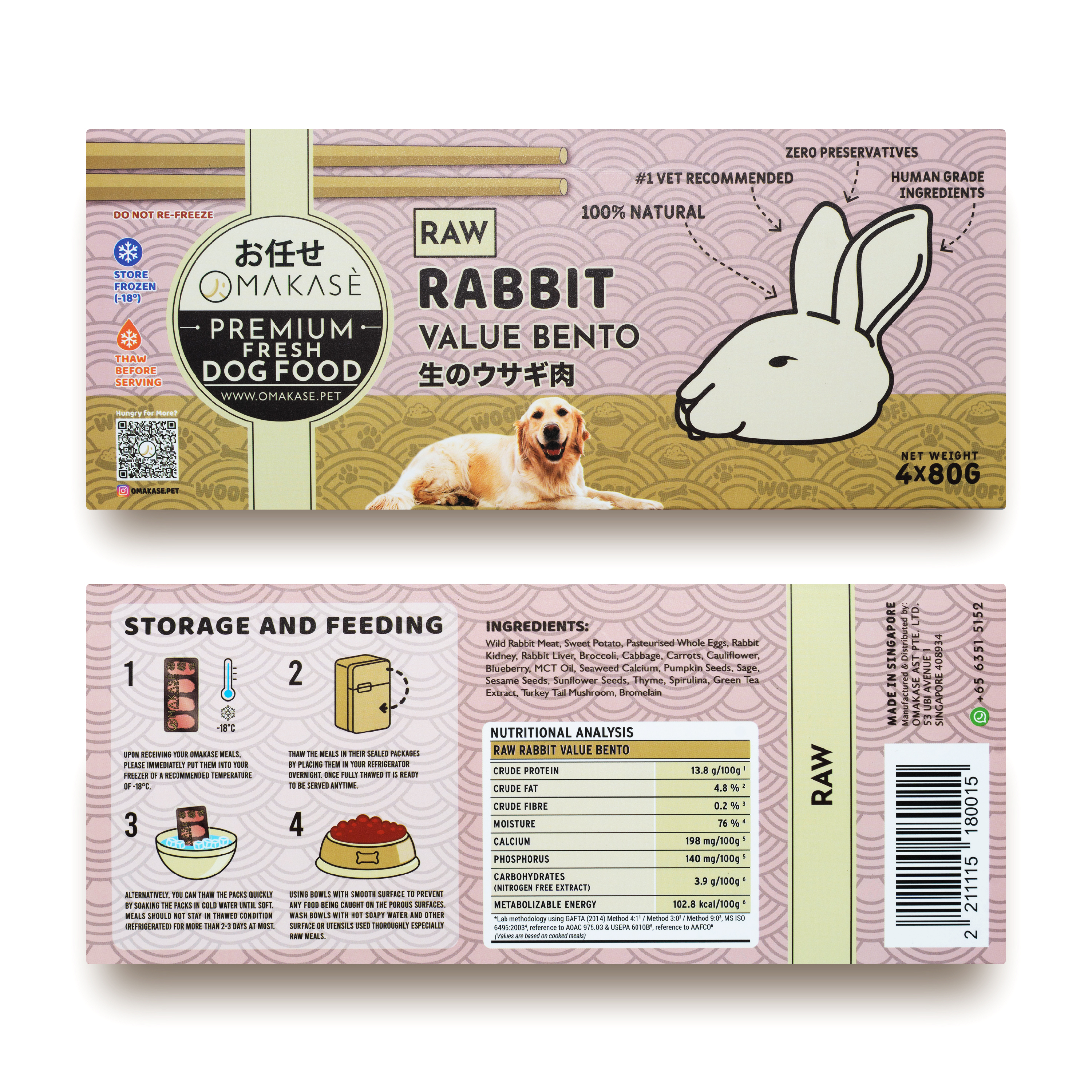 Omakase Raw Rabbit Value Bento For Dogs 320g