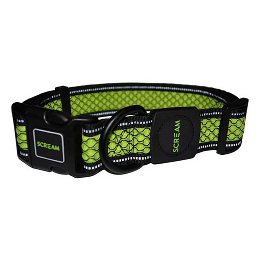 Scream Reflective Adjustable Collar Loud Green for Dogs - Extra Large (3.8cm x 48-76cm)