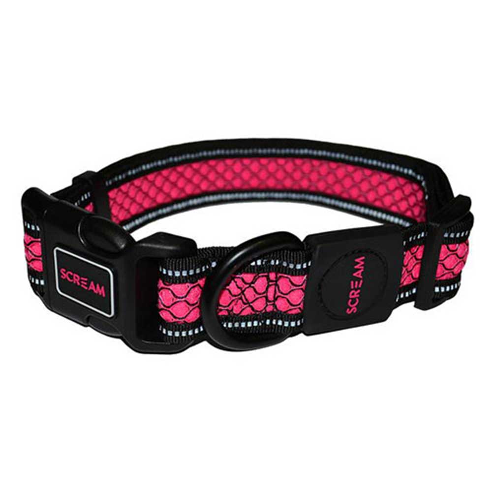 Scream Reflective Adjustable Collar Loud Pink for Dogs - Extra Large (3.8cm x 48-76cm)