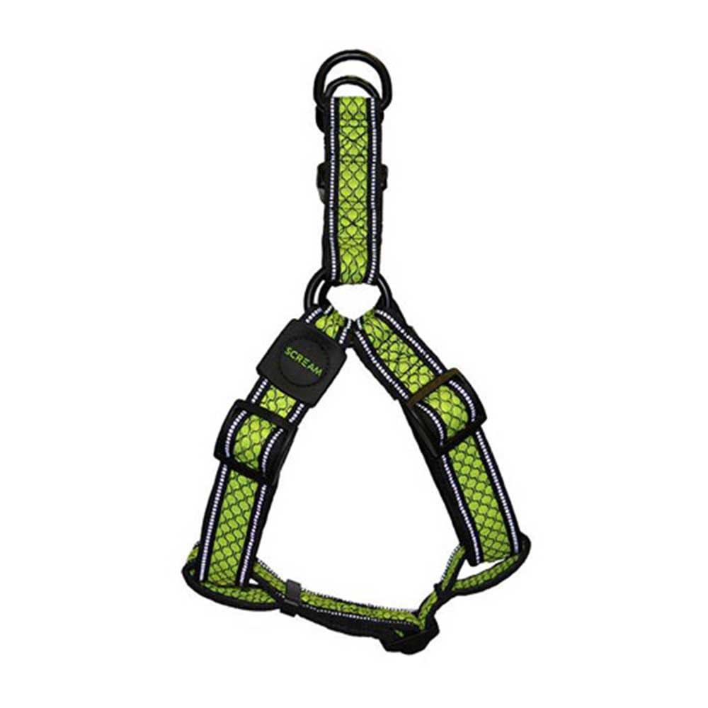Scream Reflective Step In Harness Loud Green For Dogs - Extra Large (3.8 x 68-102cm)