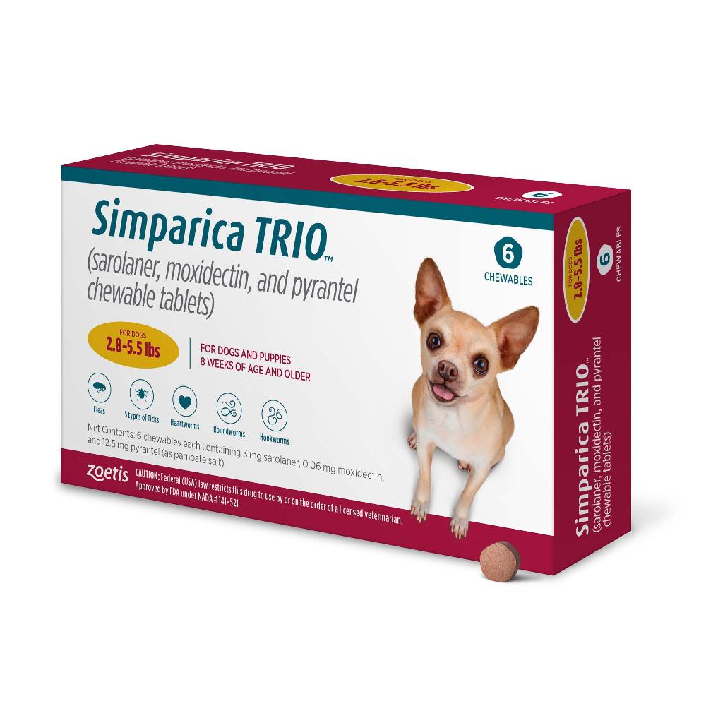 Simparica Trio Dog Chews 2.8-5.5lbs 6Pk