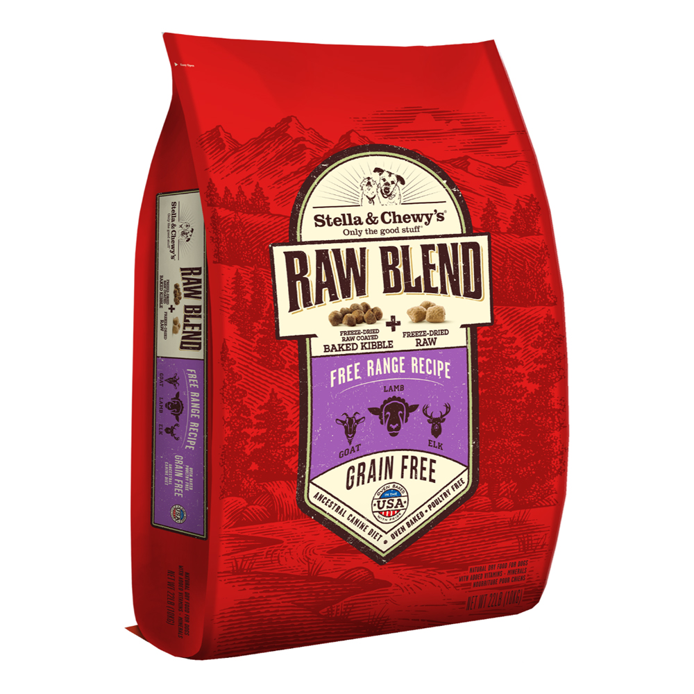Stella & Chewy's Raw Blend Baked Kibble For Dogs Free Range Goat Lamb & Elk 22 lbs