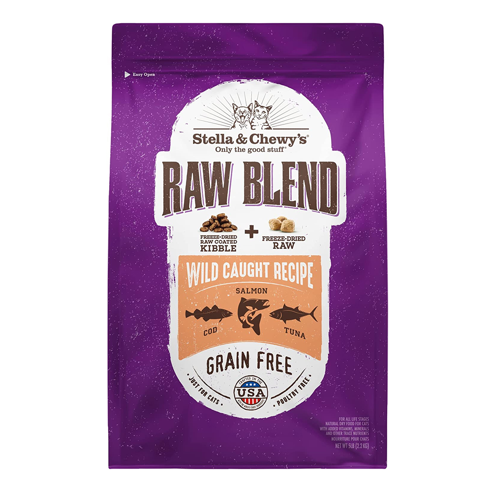 Stella Wild Caught Cod, Salmon & Tuna Raw Blend Kibble Cat 5lbs