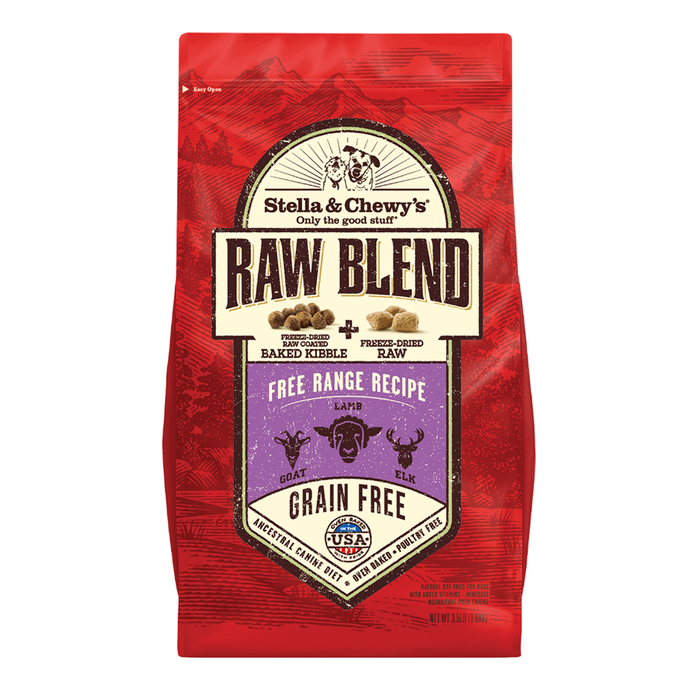 Stella & Chewy's Raw Blend Baked Kibble For Dogs Free Range Goat Lamb & Elk 3.5 lbs