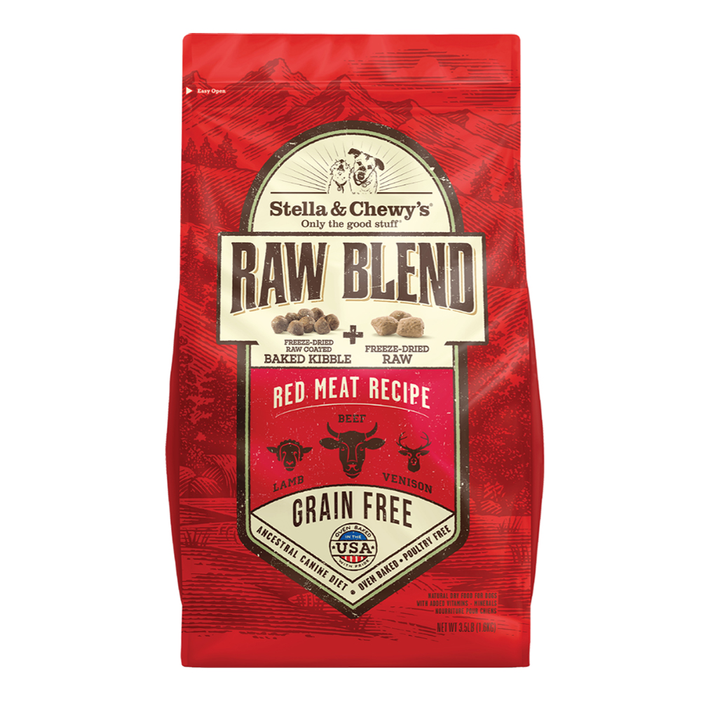 Stella & Chewy's Raw Blend Baked Kibble For Dogs Red Meat Lamb Beef & Venison 3.5 lbs