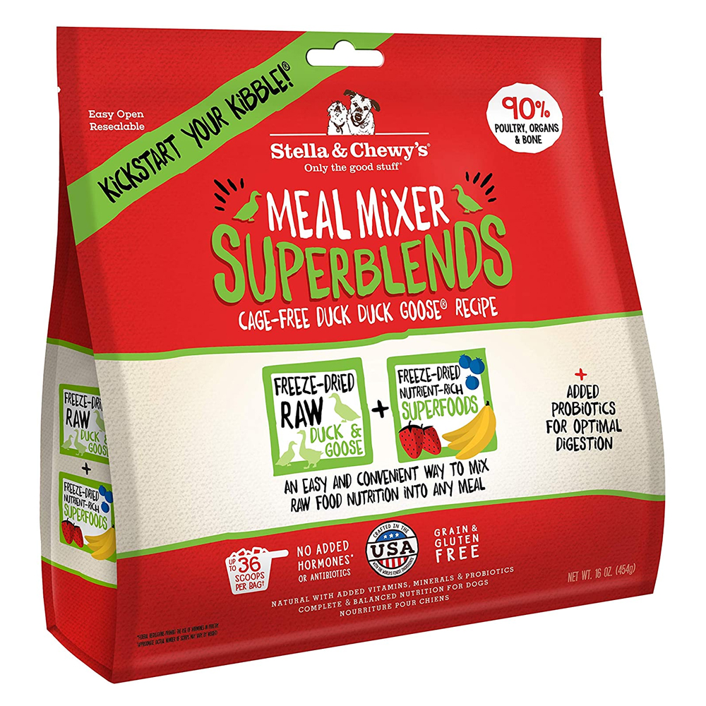 Stella & Chewy's Meal Mixer Superblends Cage Free Duck Duck Goose Recipe For Dogs 16oz
