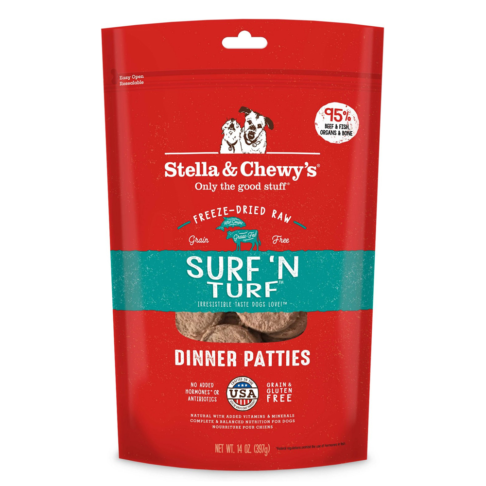 Stella & Chewy's Surf N Turf Beef & Salmon Freeze Dried Dog Dinner Patties 14oz