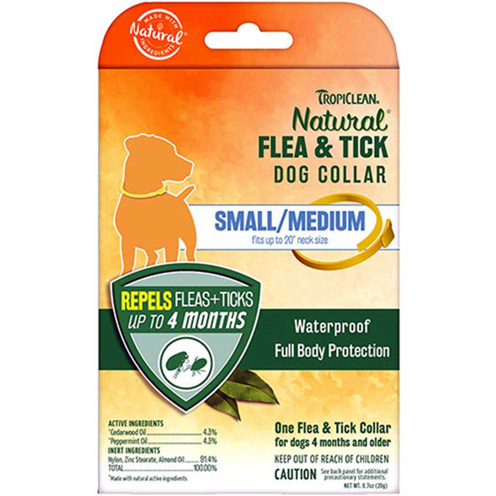 Tropiclean Natural Flea & Tick Collar For Dogs, Small/ Medium (fits upto 20" neck size)