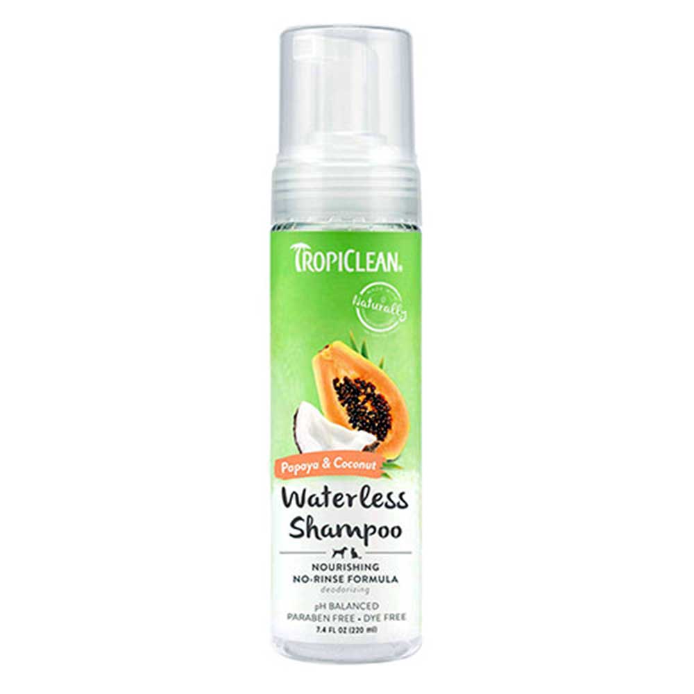 Tropiclean Papaya and Coconut Foaming Waterless Nourishing Pet Shampoo