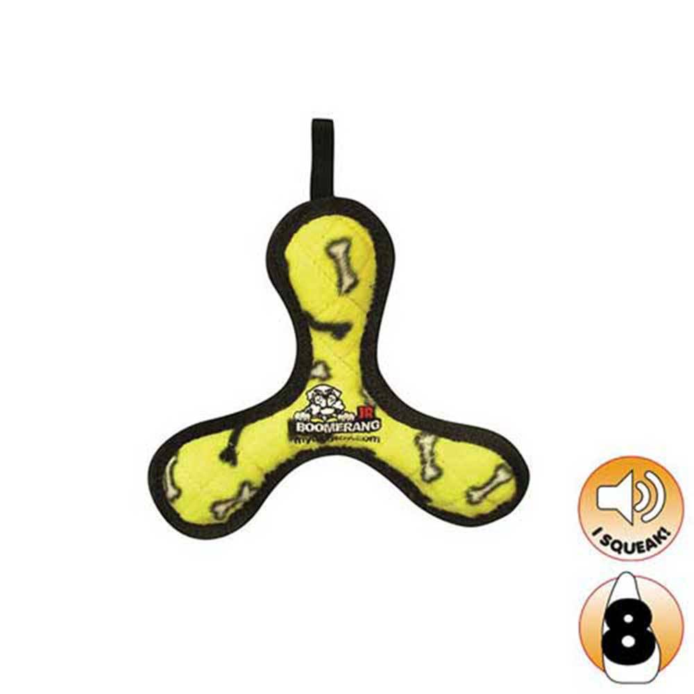 Tuffy Jr's Bowmerang Dog Toy, Yellow Bones