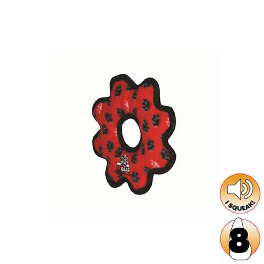 Tuffy Jr's Gear Ring Dog Toy, Red Paws (20X20X2.5Cm)