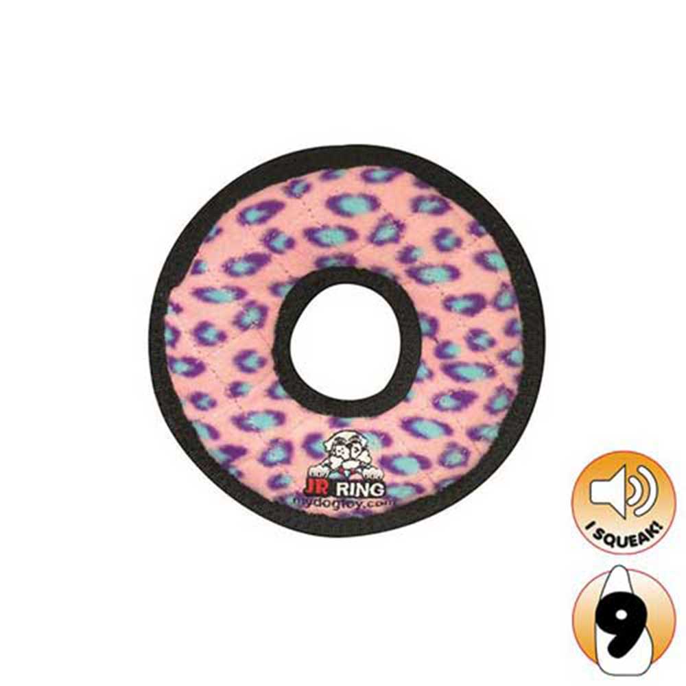 Tuffy Jr's Ring Dog Toy, Pink Leopard