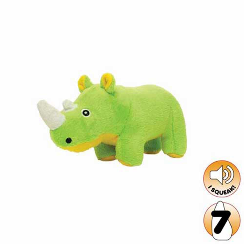 Mighty Safari Series Jr Rhoni The Rhino Dog Toy, Green