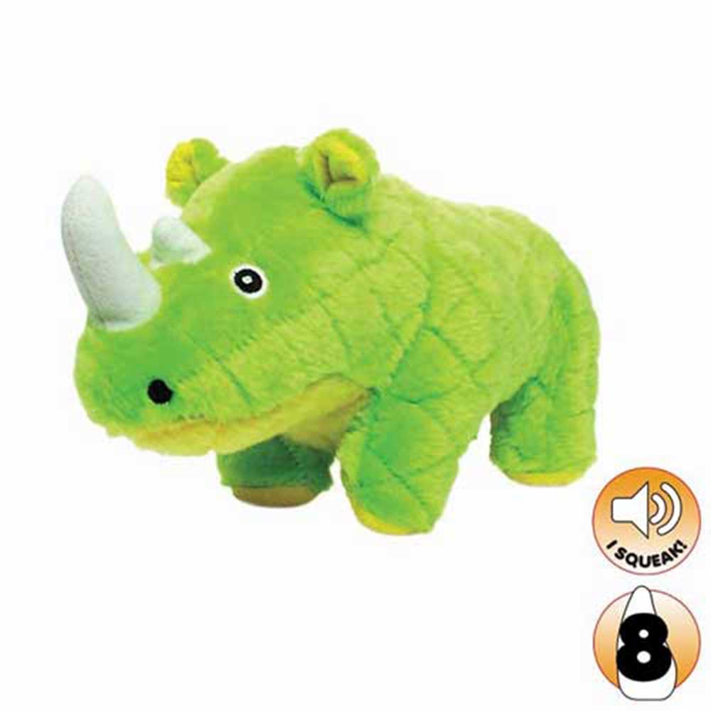 Mighty Safari Series Rhoni The Rhino Dog Toy, Green