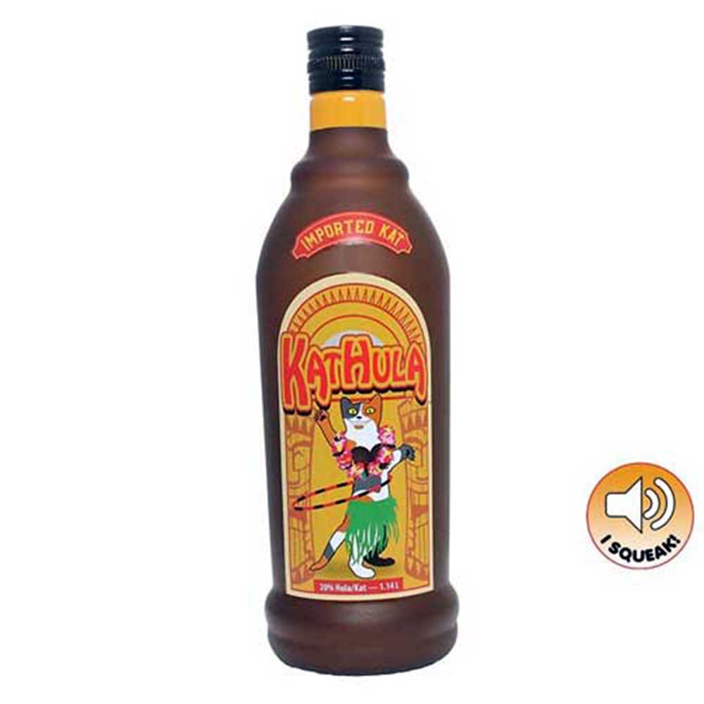 Tuffy Silly Squeaker Liquor Bottle Kat Hula Dog Toy