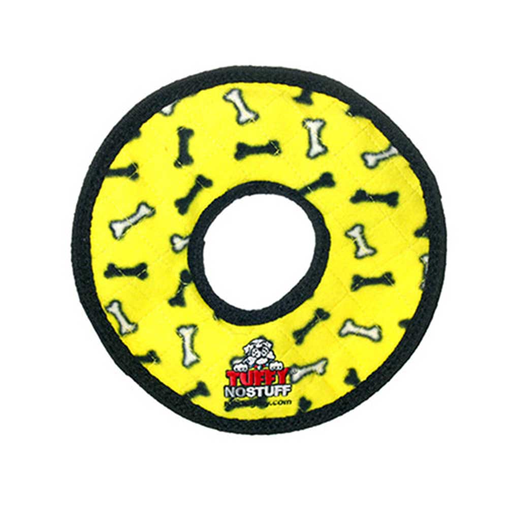Tuffy Ultimate Gear Ring Dog Toy Yellow Bones