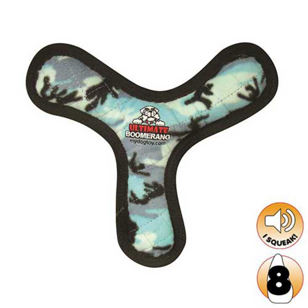 Tuffy Ultimates Bowmerang Dog Toy Blue Camo