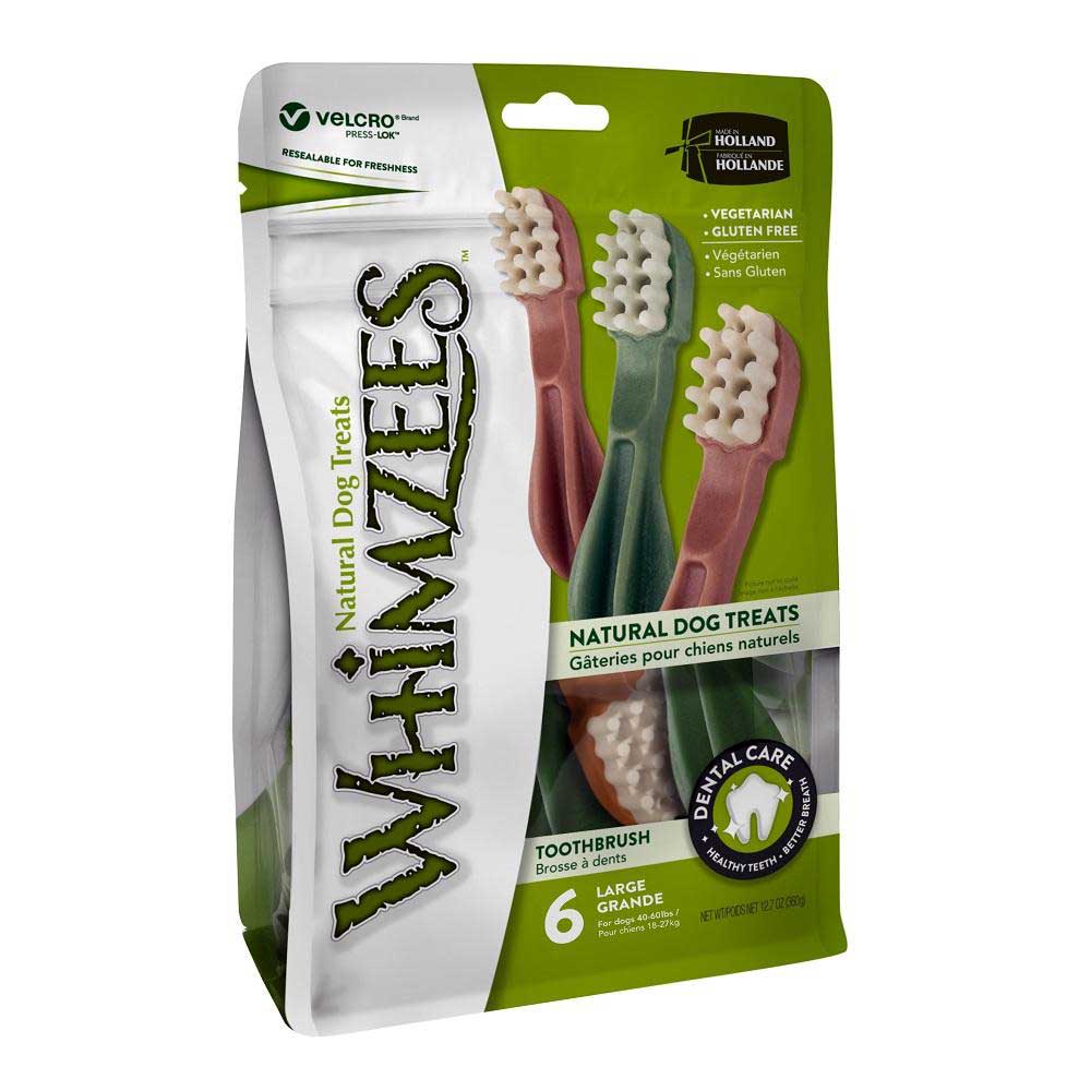Whimzees Dental Dog Treats, Toothbrush Large (6pc)