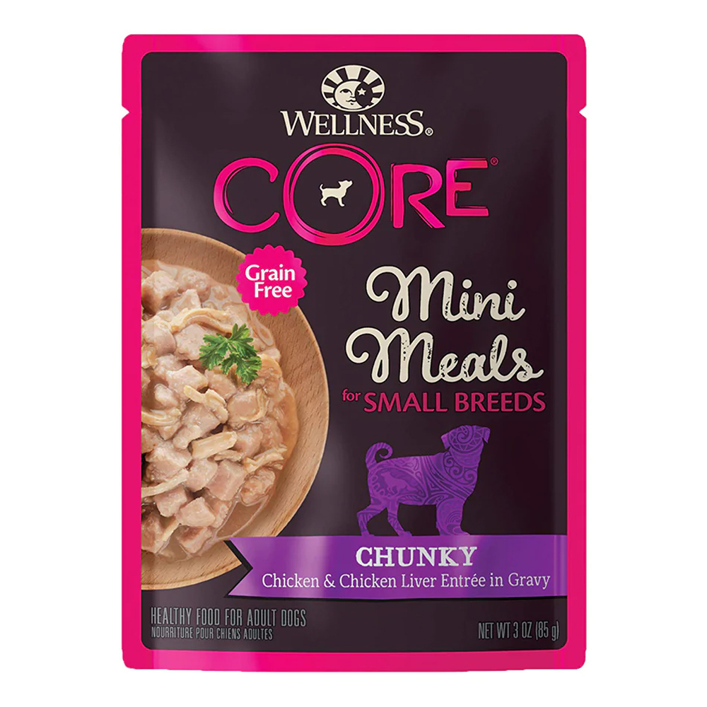 Wellness Core Grain Free SB Mini Meals Chunky Chicken & Chicken Liver Entree in Gravy