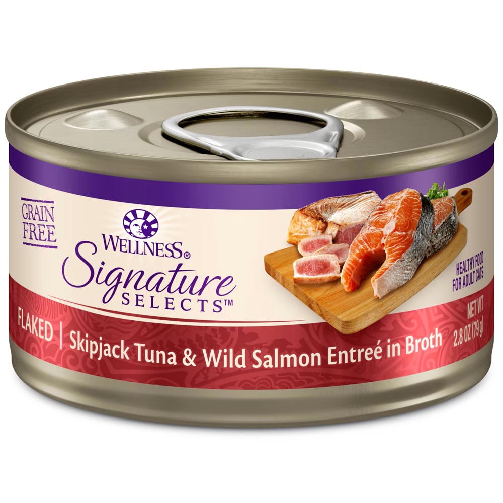 Wellness Core Signature Selects Flaked Skipjack Tuna-Salmon in Broth Cat Food 2.8 oz