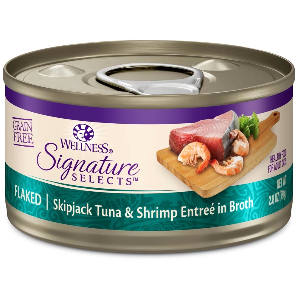 Wellness Core Signature Selects Flaked Skipjack Tuna-Shrimp in Broth Cat Food 2.8 oz