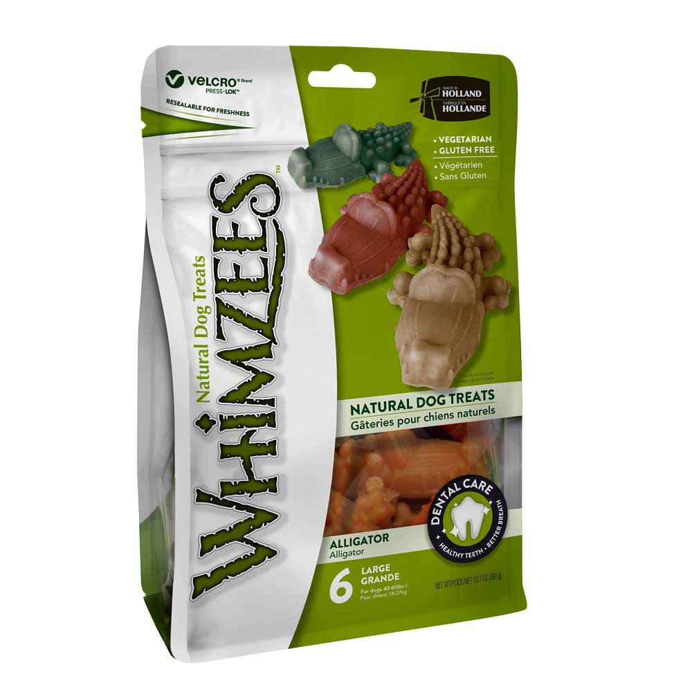 Whimzees Dental Dog Treats, Alligator Large 18-27 kg (40-60 lbs)