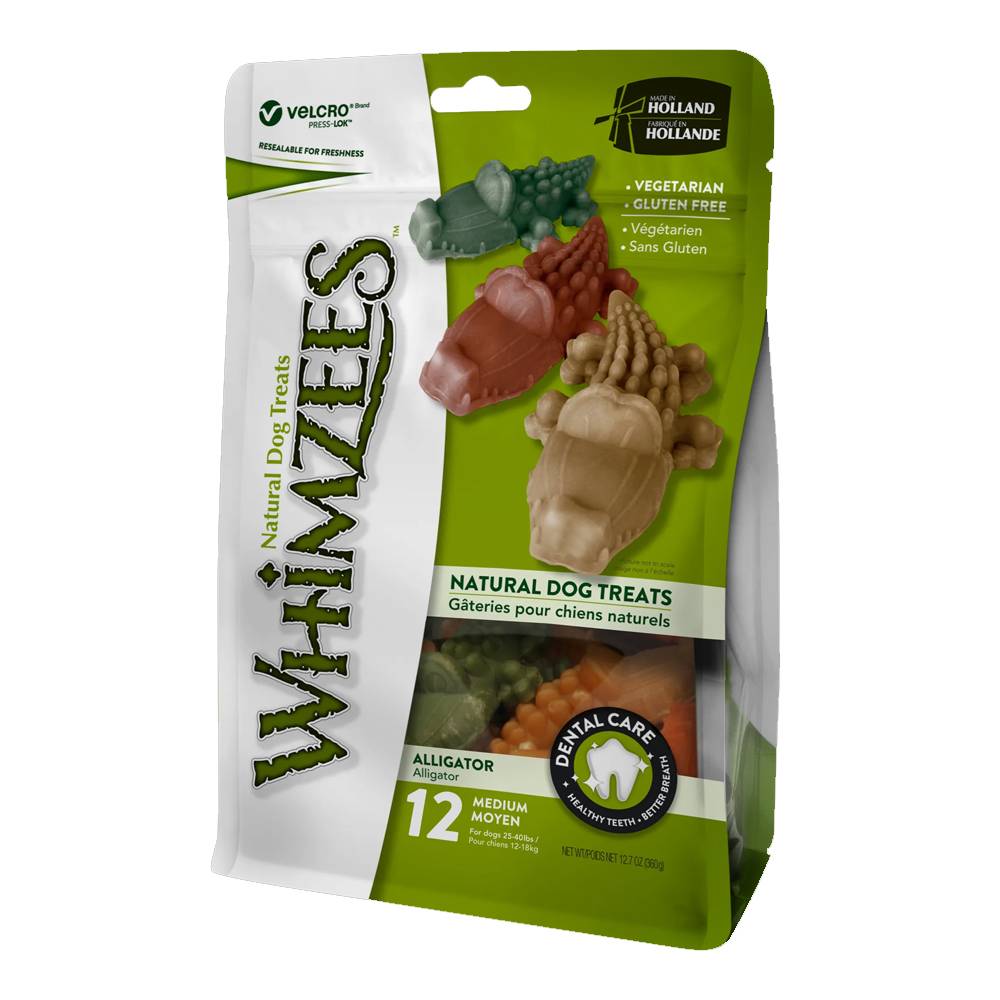 Whimzees Dental Dog Treats, Alligator Medium 12-18 kg (25-40 lbs)