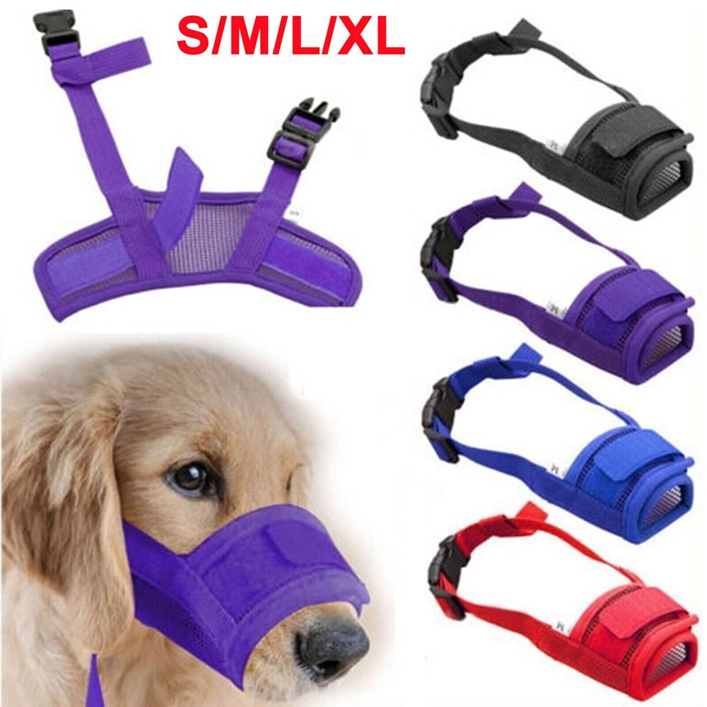 Wiggles Dog Adjustable Mask Bark Bite Mesh Mouth Muzzle Grooming Anti Chewing