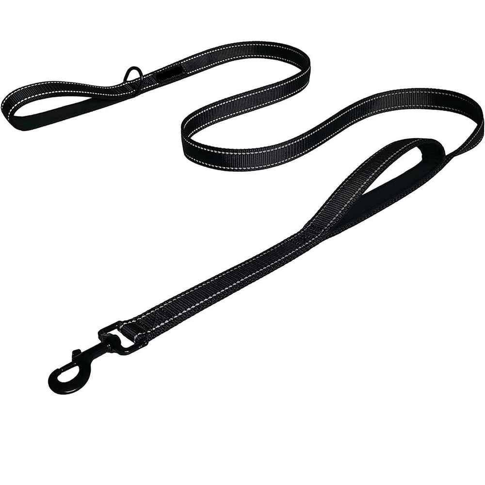Wiggles Dual Padded Handles Dog Leash Black