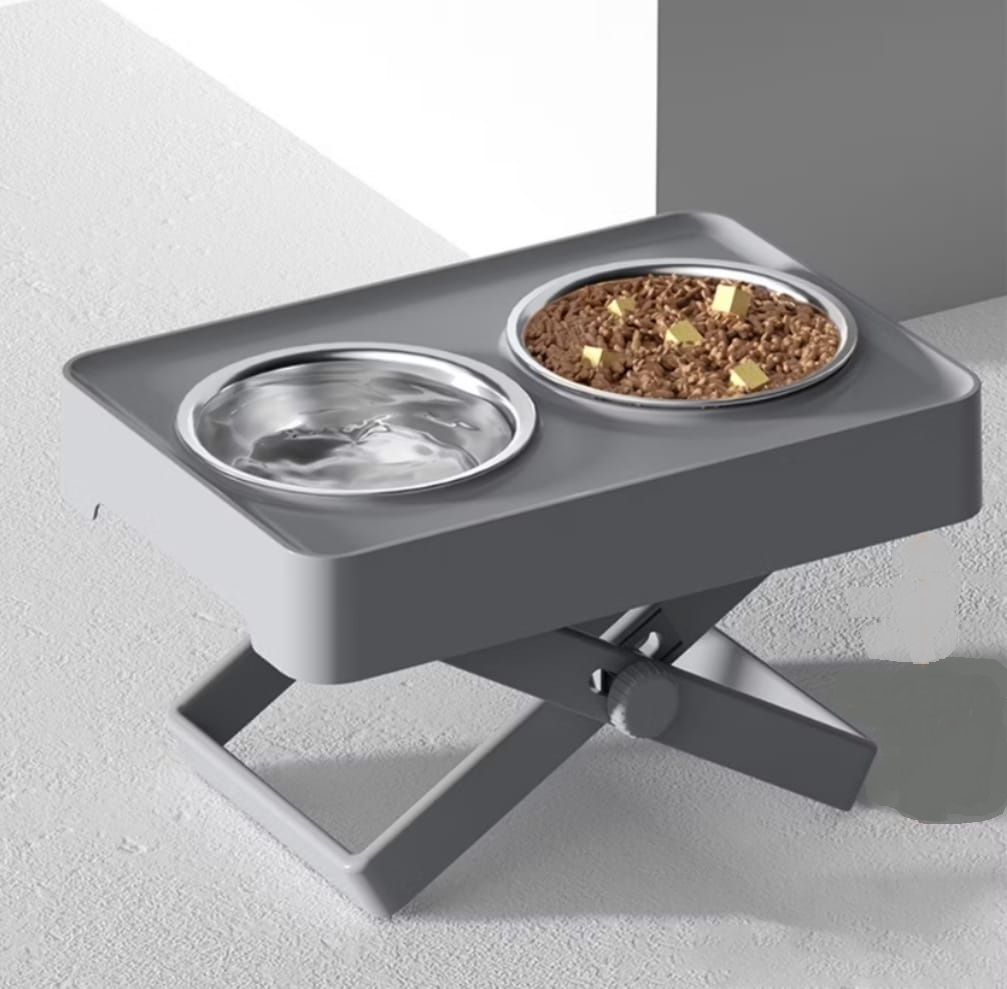 Wiggles Elevated Dog Bowls For Cervical Spine Protection - Grey