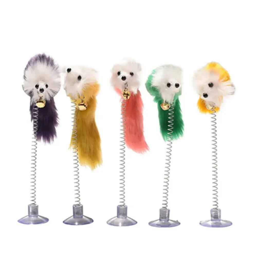 Wiggles Interactive Cat Toy Spring Mouse Yellow