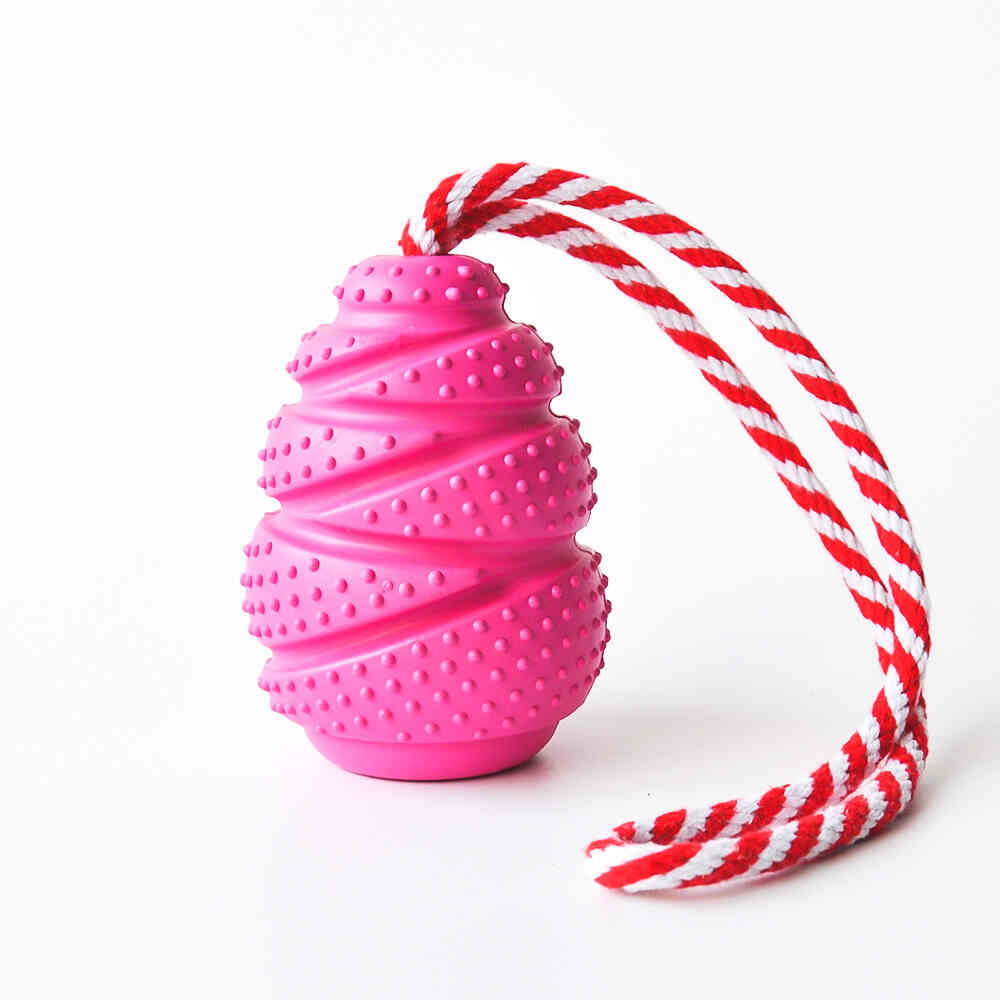 Wiggles Treat Cone Dog Toy M Rose Red