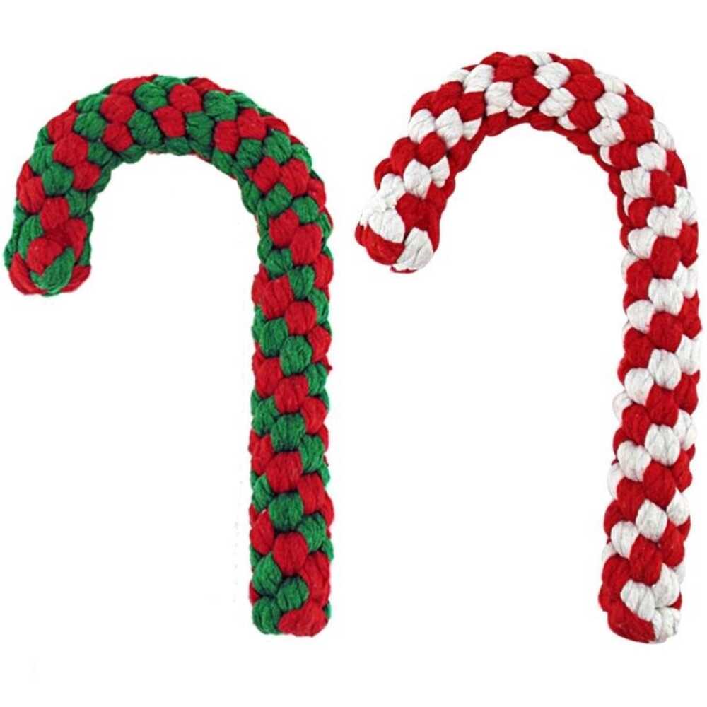 Wiggles Knot Cotton Rope Dog Toy Candy Cane